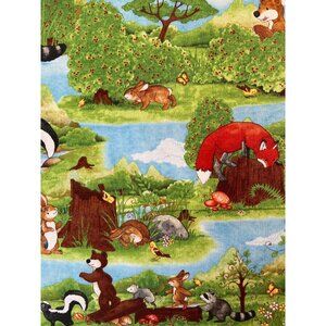Fabric -RARE Hide and Seek Krazy Kritters Forest Woodland Animals 29” L x 44”‎ W